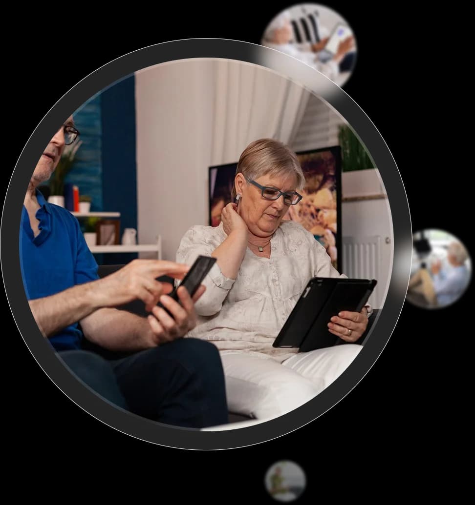 Senior patient engaging with remote nurse from home