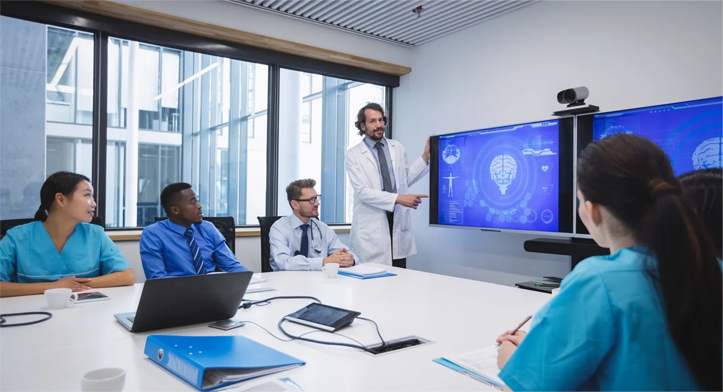 Medical team discusses advanced remote patient monitoring at scale