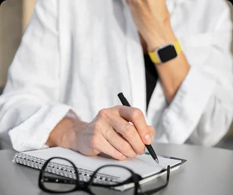 Clinician at desk supporting patient care.