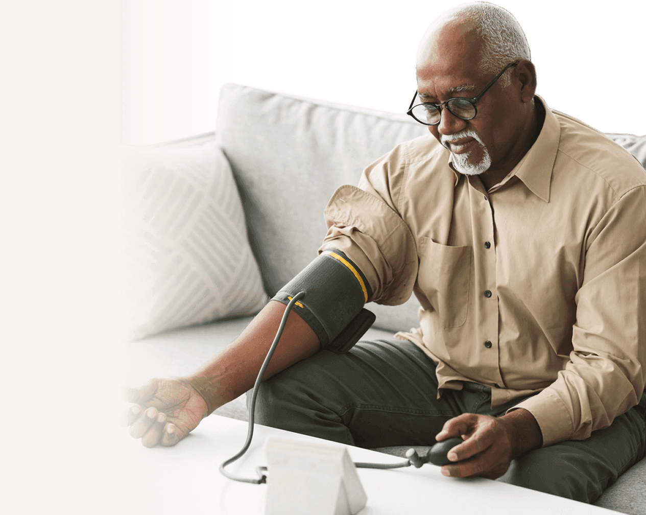Patient using device to get the blood pressure