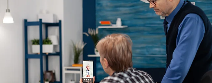 Virtual patient-clinician interaction fostering engagement and care connection.