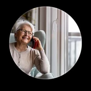 Senior on the phone for CCM