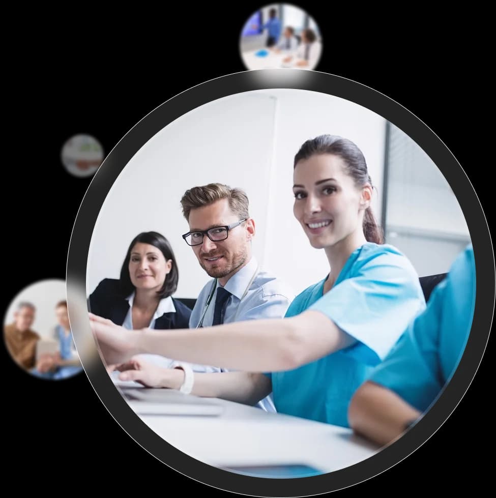 Healthcare professionals joining hands to represent teamwork and shared commitment at KangarooHealth.