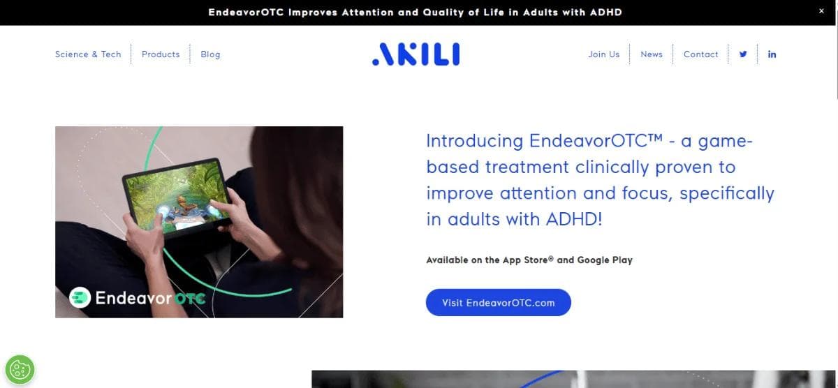 Akili Interactive Homepage